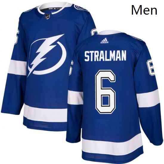 Mens Adidas Tampa Bay Lightning 6 Anton Stralman Authentic Royal Blue Home NHL Jersey